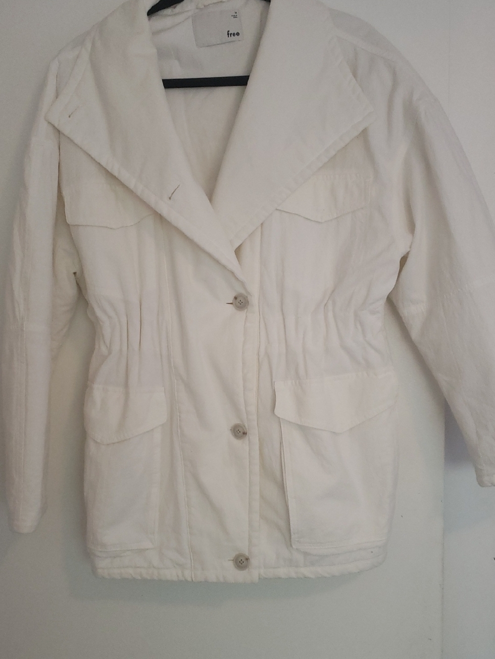 Wilfred Cream Utility Jacket with Button Front